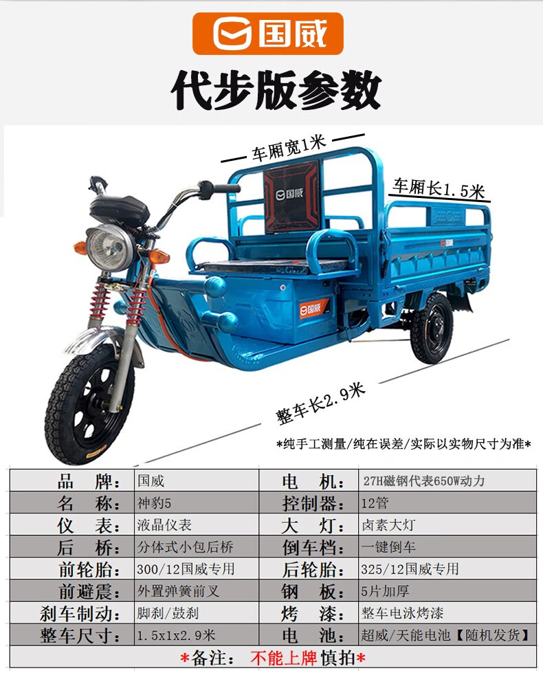 电动三轮车拉货家用接送孩子带棚载重王大功率电瓶车厂家直销 国威1.