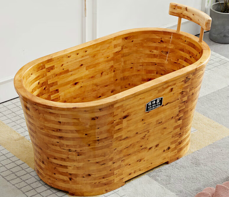 双幼雅仕嘉橡木成人木质洗澡桶浴缸加厚沐浴桶加热泡澡木桶家用坐浴盆 1100650600mm柏木圆桶4CM厚