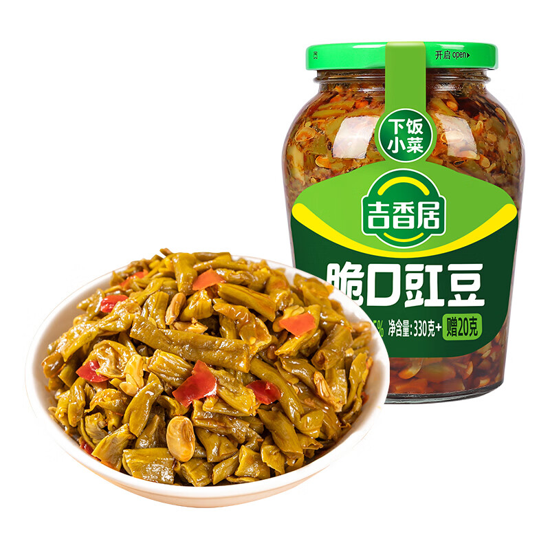 吉香居脆口豇豆350g 咸菜酸豆角下饭菜香辣拌饭泡菜瓶装开味菜 脆口豇豆350g*1瓶