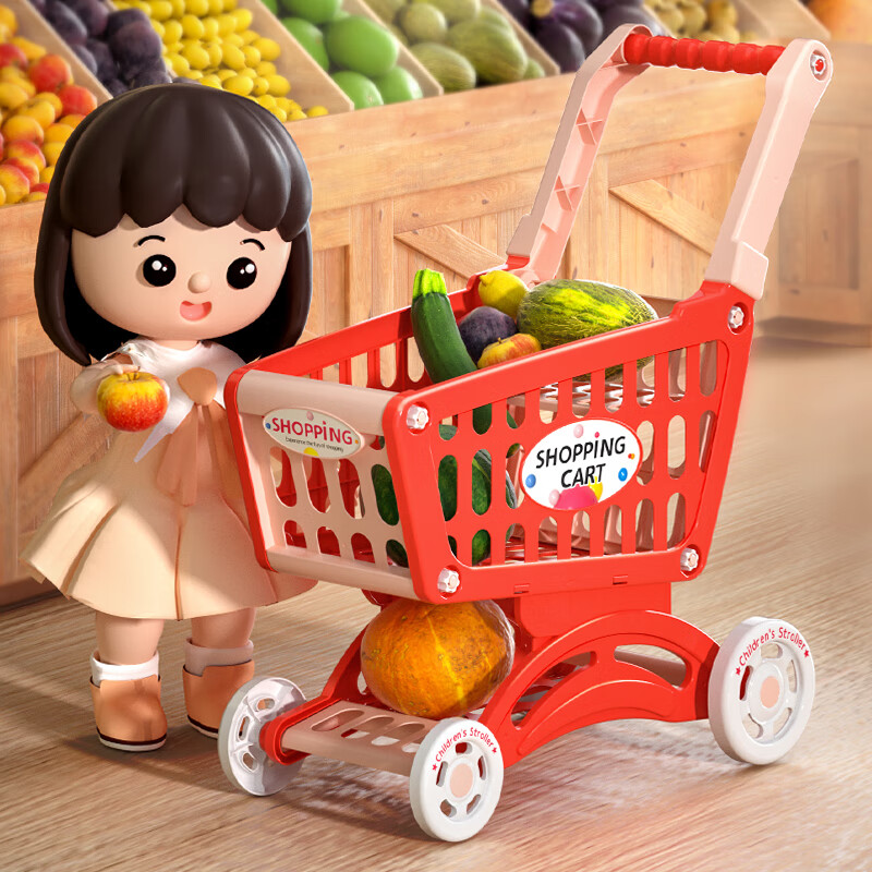 鑫思特（XST）儿童购物车玩具套装超市手推车收纳厨房过家家水果切切乐生日礼物