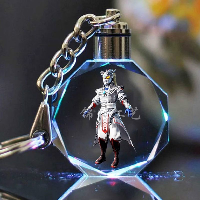 精英皮肤水晶钥匙扣吃鸡书包挂件定制闺蜜生日礼物女男女友 银刃赛罗