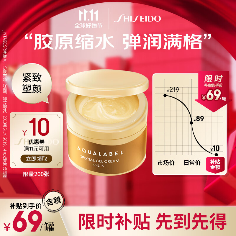 资生堂水之印五合一金色抗皱面霜90g/盒  乳液补水保湿啫喱紧致晚霜金罐属于什么档次？