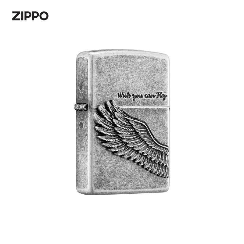 ZIPPO打火机官方旗舰店正品520礼物送男友高可定制官方原装告白礼物送 飞高古银定制刻字款66油礼盒