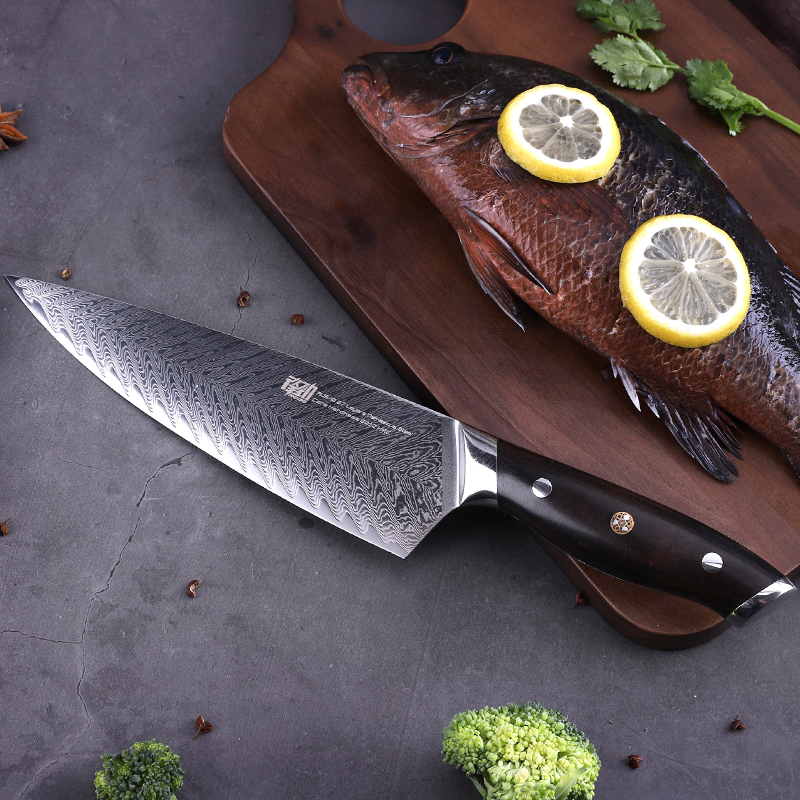 适用于bakon同款日本进口aus10大马士革钢厨师刀日式刀具菜刀厨刀牛刀