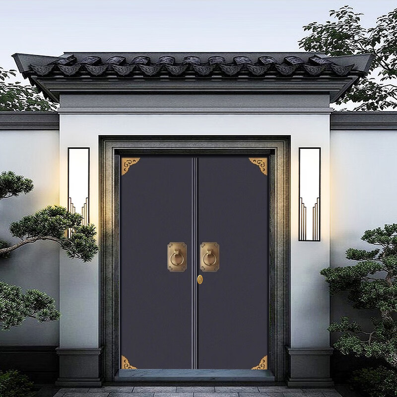 德骊嘉锌合金别墅院子大门纯铜对开门不锈钢双开子母门新中式徽派庭院