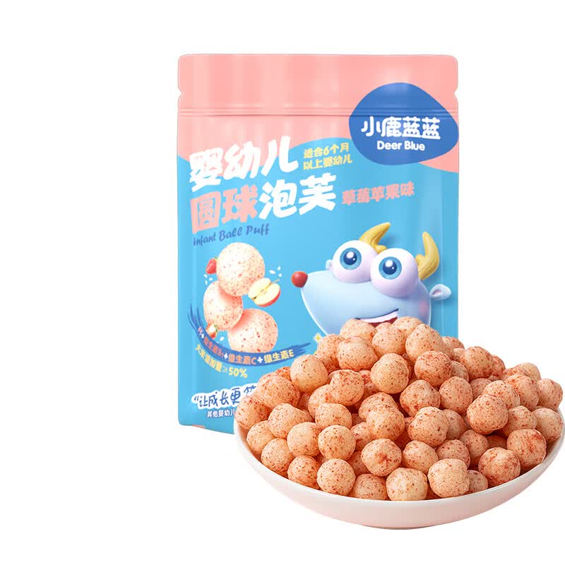小鹿蓝蓝【任选专区三】糖果果条山楂棒牛乳糖宝宝零食辅食盒 【婴标】草莓苹果味球形泡芙/42g