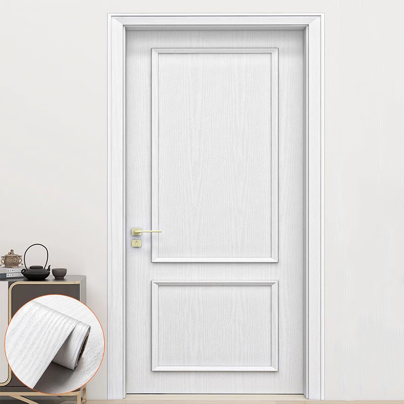 自粘整张门板贴面旧门改色仿木衣柜壁纸防水耐用 白木纹门贴-90厘米*