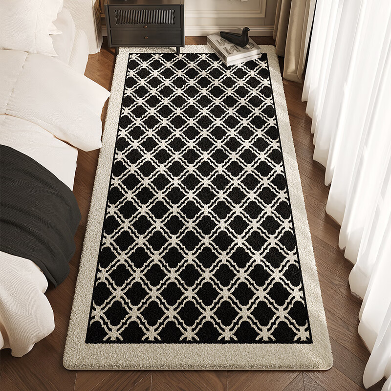 圣瓦伦丁法式床边地毯轻奢室内卧室毯房间床前地垫床下长条毛绒防滑脚垫 络语 40×120cm【亲肤环保/可机洗】