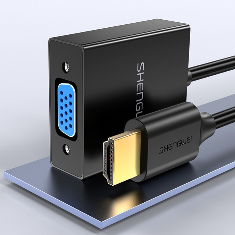 胜为（shengwei）HDMI转VGA线转换器 高清视频转接头带音频 电脑电视盒子连接显示器投影仪线 黑 HV-702