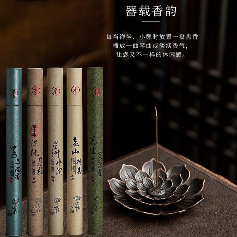 韩泊莉（HANBOLI）美妆工具 香炉莲花香插香座点香座盘托香托线香家用室内檀香炉  莲花底座+5管线香