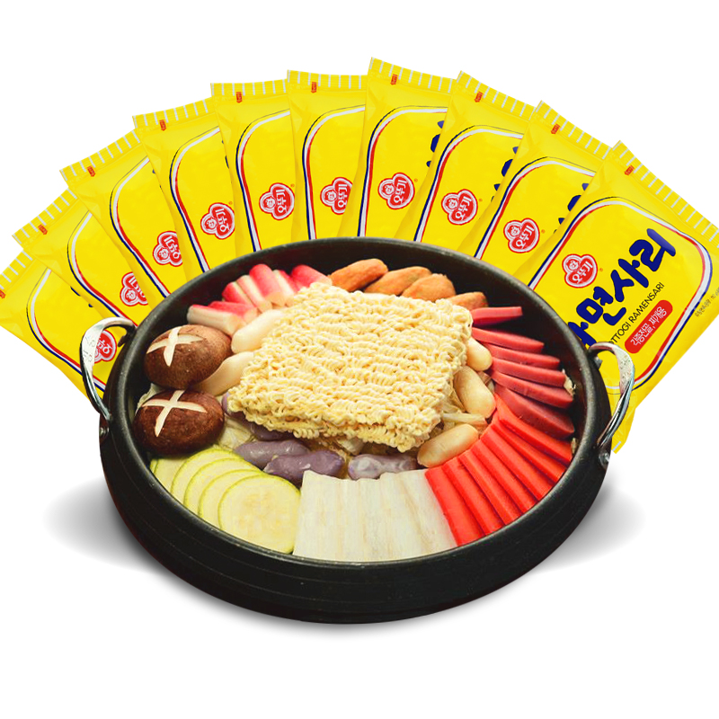 不倒翁 火锅面饼韩国进口拉面方便面火锅面无料包 110g*10袋