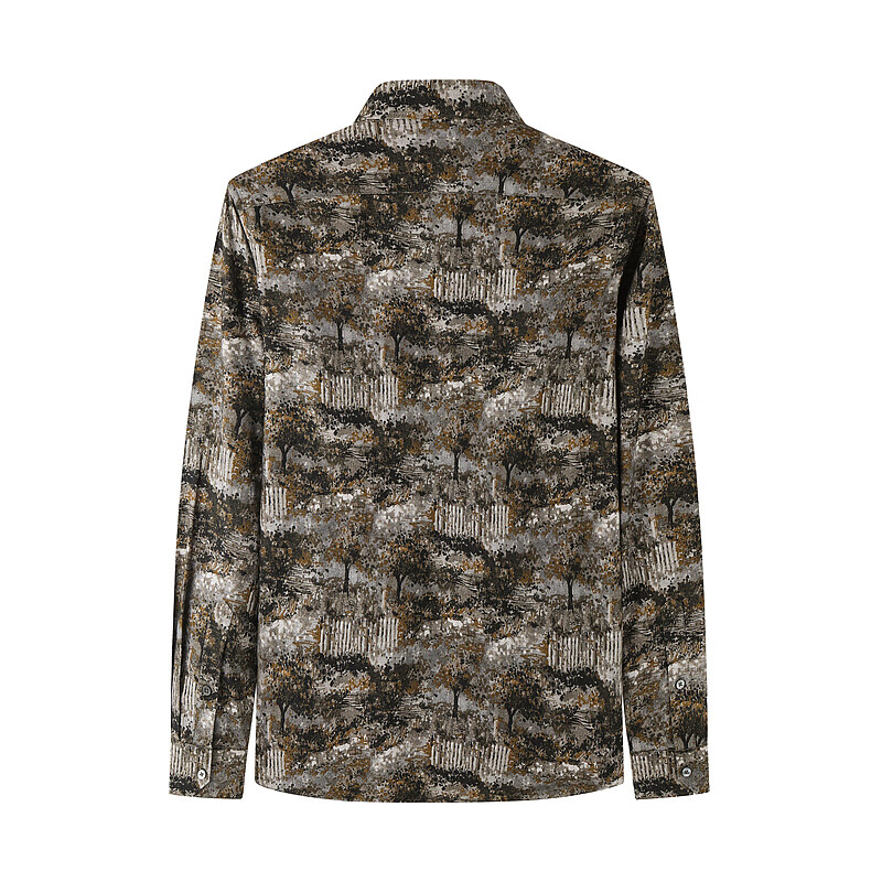 MAYOR男装 ALBINI全棉绒面大印花长袖男衬衫 黄色 39