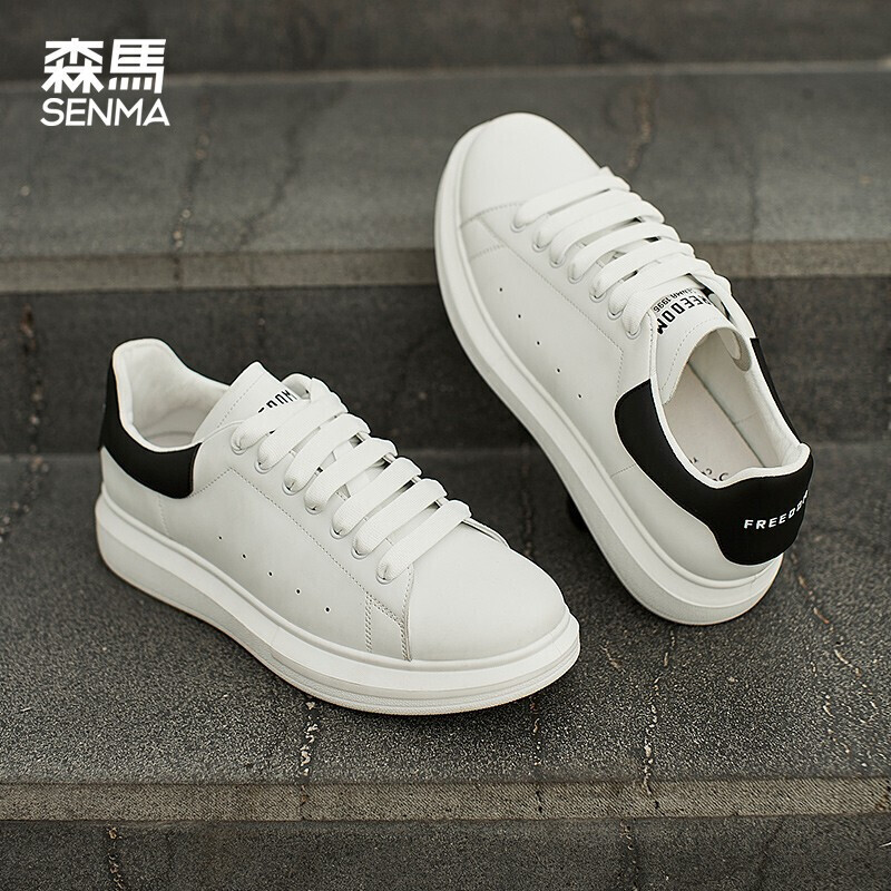 森马 senma 时尚经典韩版拼色百搭厚底小白鞋系带舒适透气软底防滑