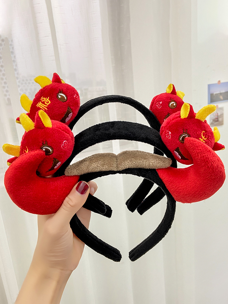 新年发饰儿童表演发卡男女舞蹈牛头道具头饰发夹牛年发箍 红牛角对夹