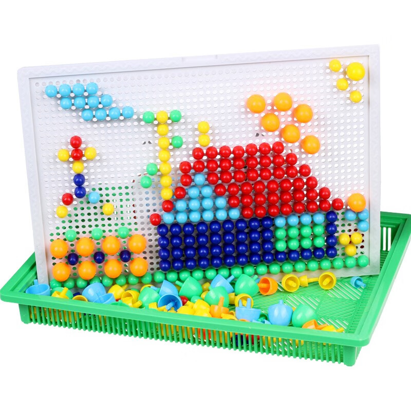 fanjia)大号蘑菇钉玩具插板大颗粒儿童配对拆装拼图插板宝宝积木塑料