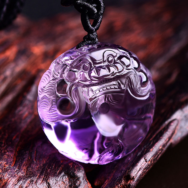 慈灵阁紫水晶貔貅吊坠招财貔貅转运圈平安扣挂件饰品男款项链女礼物