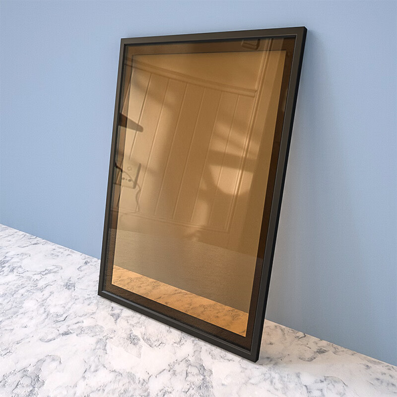 定制酒柜书柜橱柜玻璃门加装铝合金钢化玻璃衣柜门 黑色框 茶色玻璃