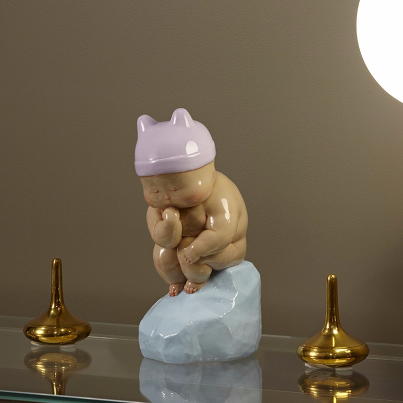 稀奇(xq)瞿广慈作品《小小思想者》雕塑人物摆件致敬经典可爱造型礼物