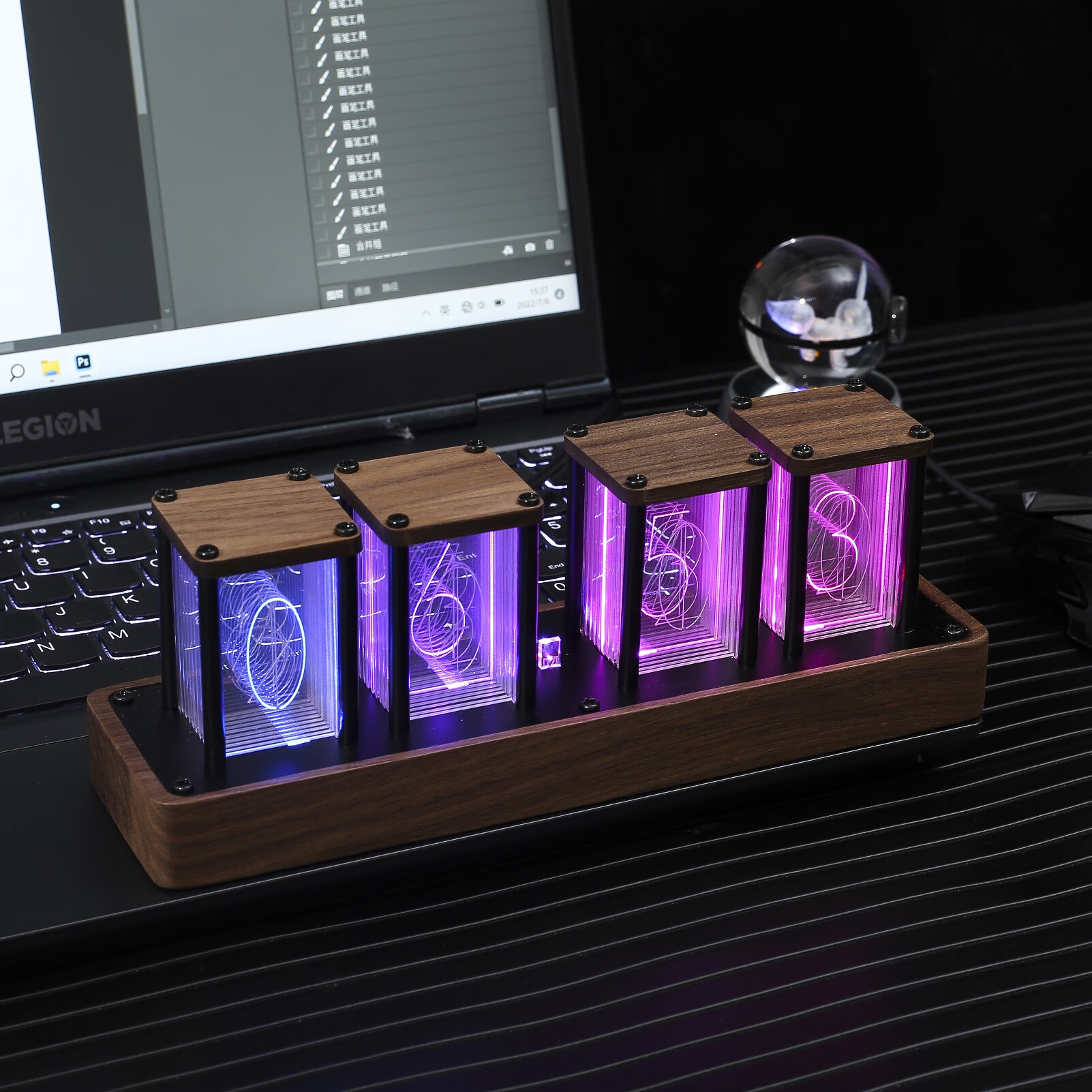 oqb命运石之门辉光管rgb拟辉光管时钟diy命运石之门电竞房间桌面创意