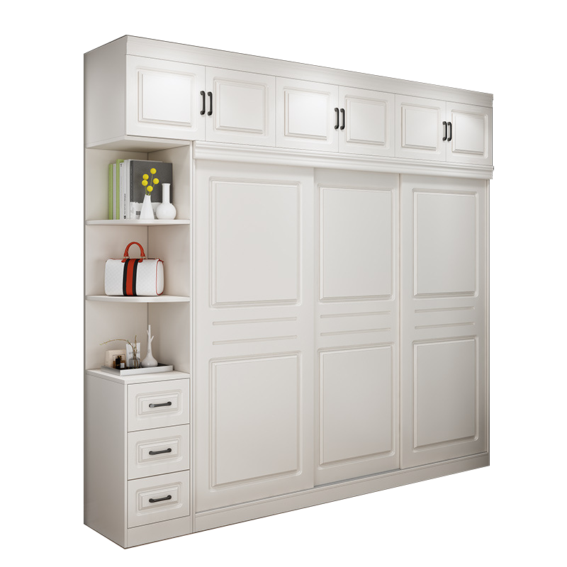 【工来工往】衣柜PF北欧现代简约二门推拉门移门衣橱经济型简易小衣柜卧室衣橱板式 推拉门 3门2M加深主柜+顶柜+边柜(抱枕)