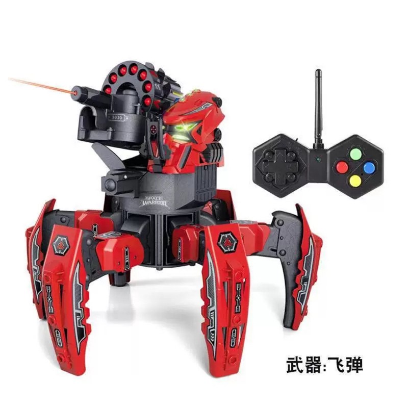 对战机器人男生电动仿生六脚智能蜘蛛双人儿童玩具  红色标准版-飞弹