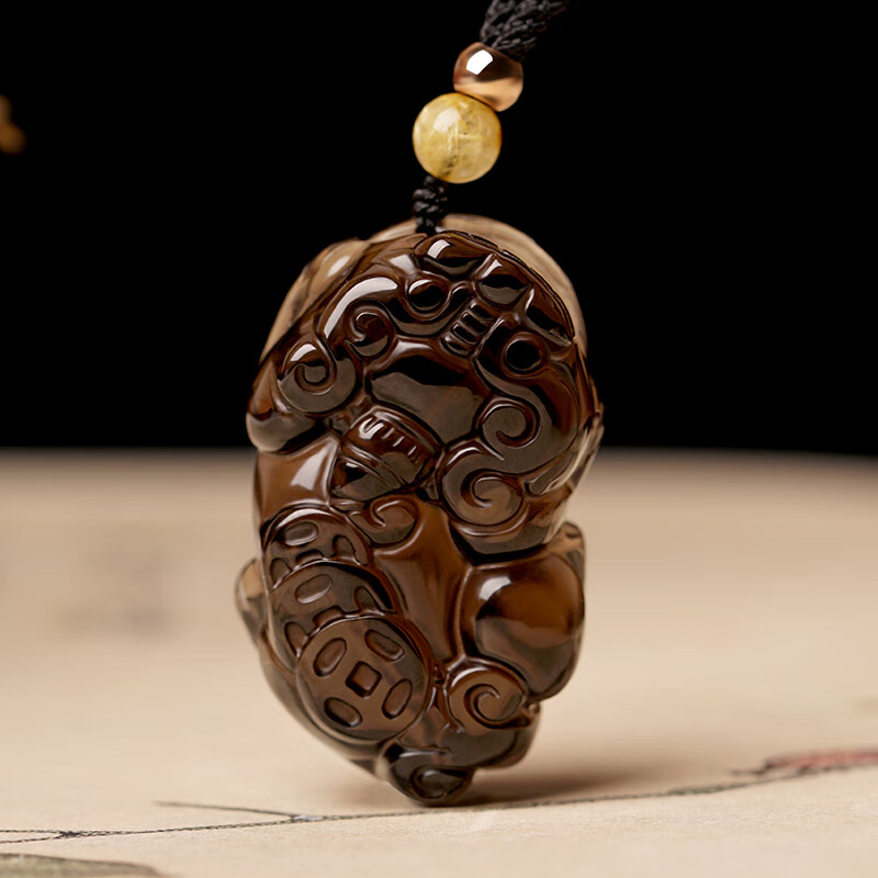 瓶凡冰种黑曜石貔貅吊坠男士招财霸王貔恘项链皮丘女小巧一对公母