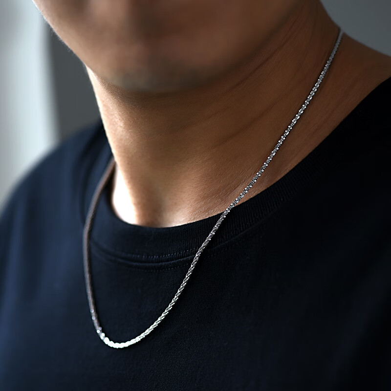 倔匠 925银男士项链 细款 短款锁骨链无吊坠装饰男生嘻哈潮流街舞链子