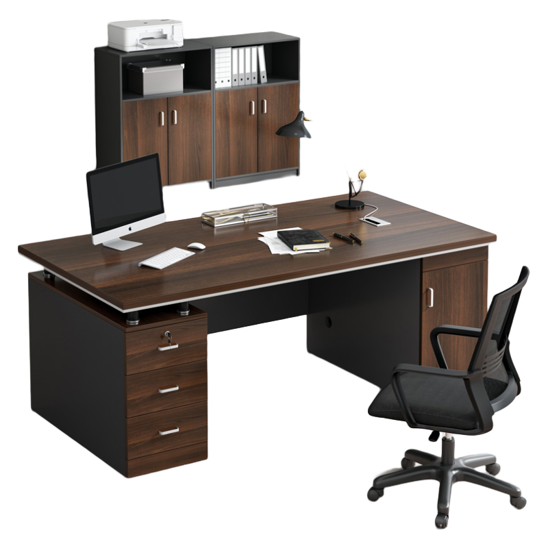 腾煜雅轩 办公桌简约现代老板桌桌椅组合套装大班台经理桌办公室桌子单人 160*70欧洲黑橡木