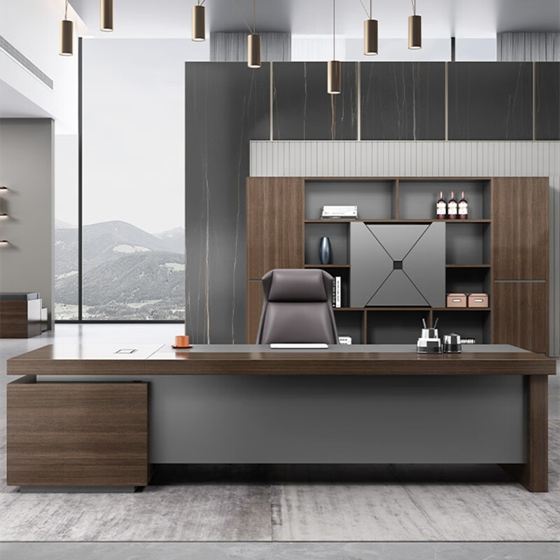 海海达尔老板桌简约现代大班台总裁桌经理桌主管桌单人办公桌椅组合