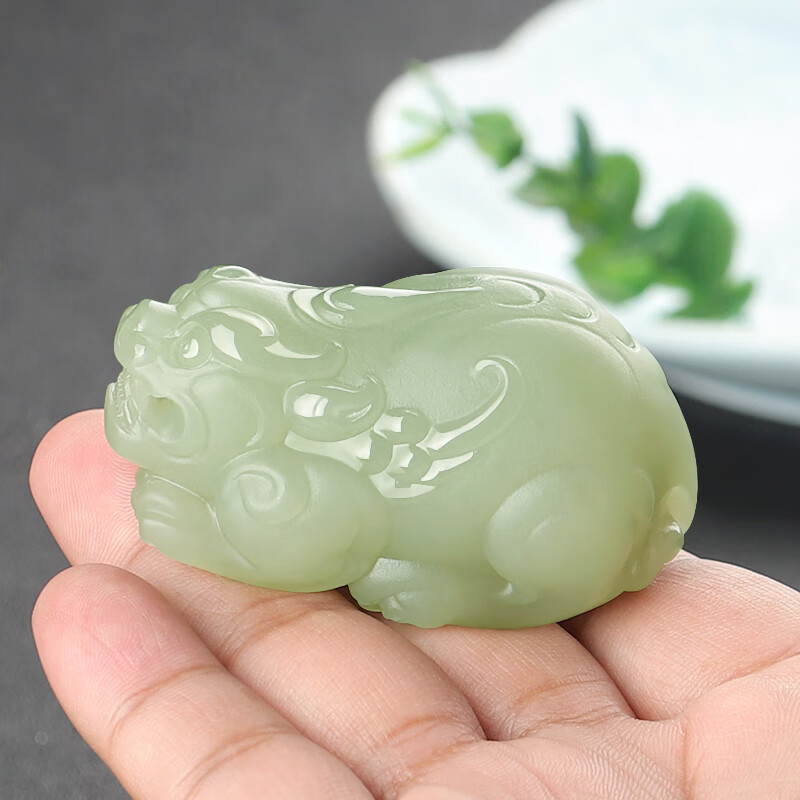 简瑶和田玉貔貅手把件男立体大嘴瑞兽皮丘把玩件女