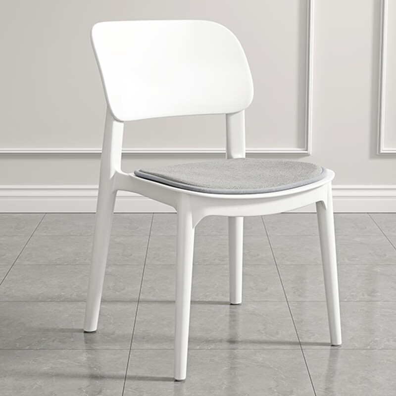 木匠印记椅子北欧网红现代简约单人靠背塑料餐椅家用加厚北欧休闲办公椅子 【原配坐垫】白色