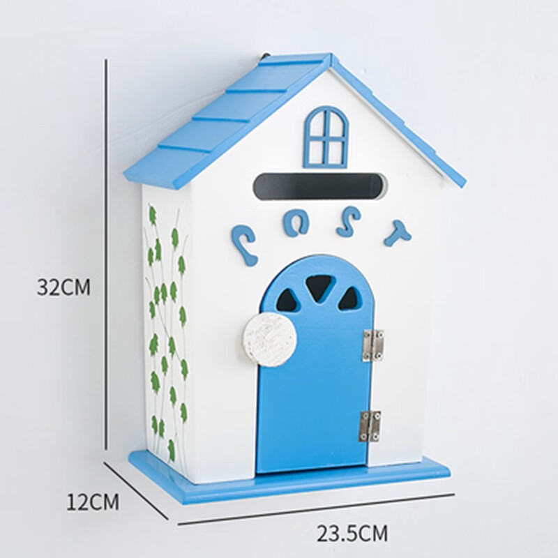 心理咨询室信箱木质信箱创意个性心语信箱田园创意小木屋 蓝色(不带锁