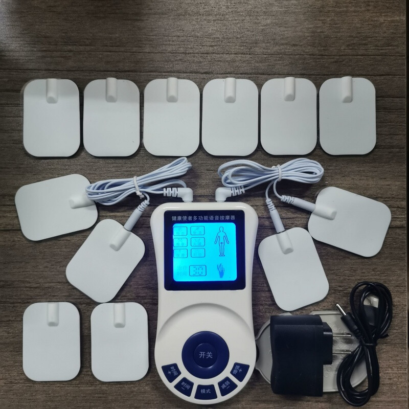 语音多功能家用按摩器肩颈椎腰椎电子理疗电动脉冲针灸按摩仪 双输出机器加12片贴+穴位图