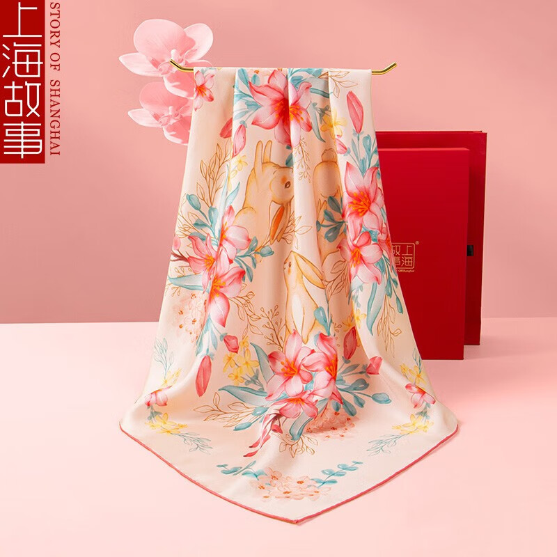上海故事(storyofshanghai)新款桑蚕丝头巾真丝丝巾妈妈女丝绸围巾大