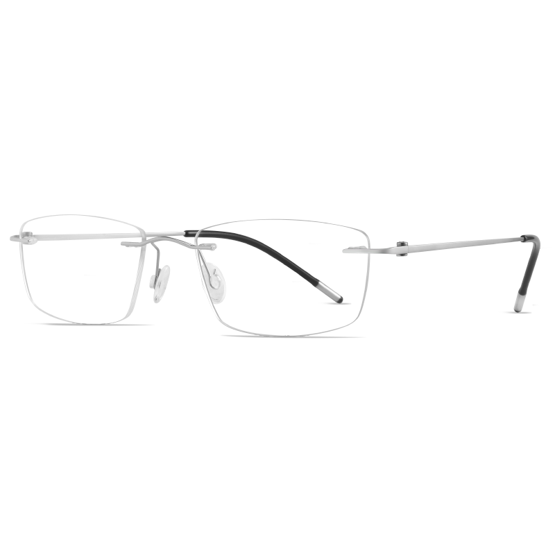 明月 镜片 超轻钛架无框近视眼镜镜架可配有度数配镜近视眼镜 80003 80005-C6亮深枪