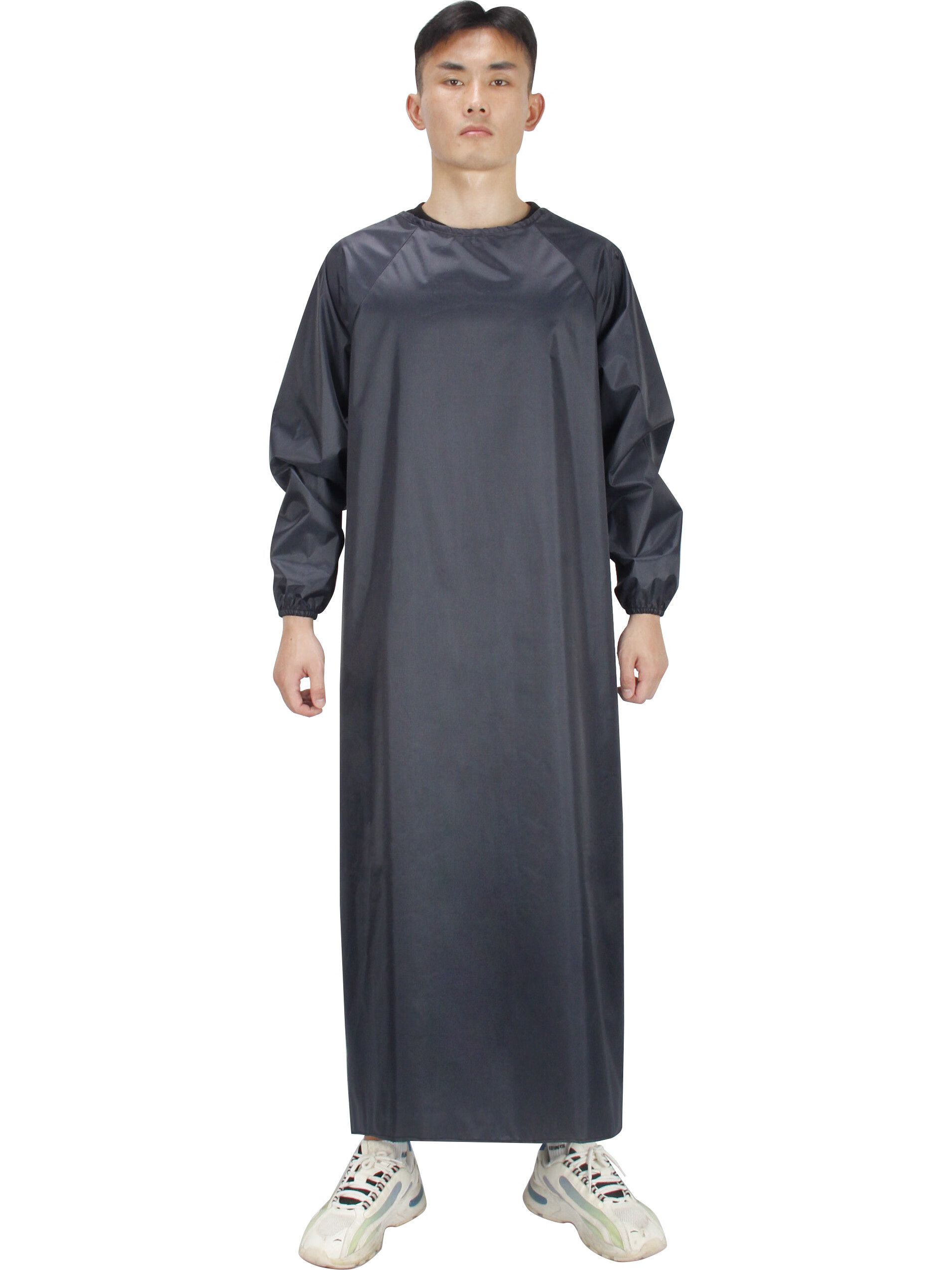 魂域有袖防水罩衣男女加长加大纯色反穿衣工作服防油污长袖倒背衣 cyf