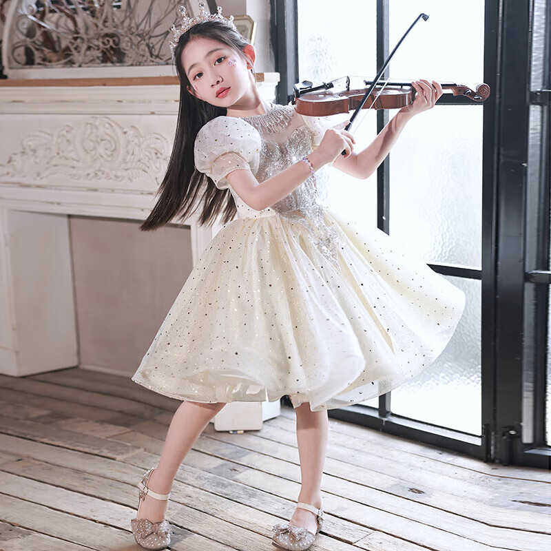 优想妮(youxiangni)小提琴演奏礼服女童公主裙儿童主持人花童女孩钢琴