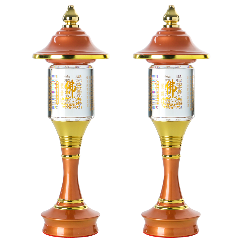 梵澤福 水晶蓮花燈佛燈佛前供燈供佛燈長明燈佛堂燈家用 心經(jīng)燈（黃光） 9寸一對【高28厘米】