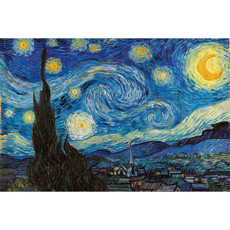 夜光拼图玩具木质动漫平图风景定制礼物儿童玩具 梵高星空【1000片】