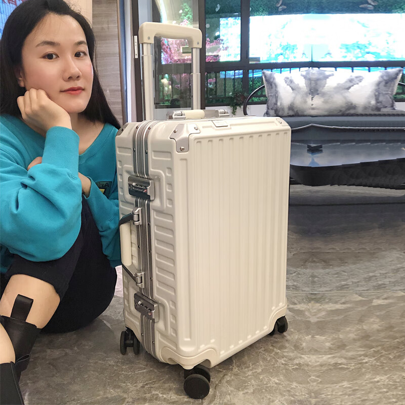箱20英寸密码登机箱22日本网红旅行箱拉杆箱子26可坐 珍珠白 漫游5506