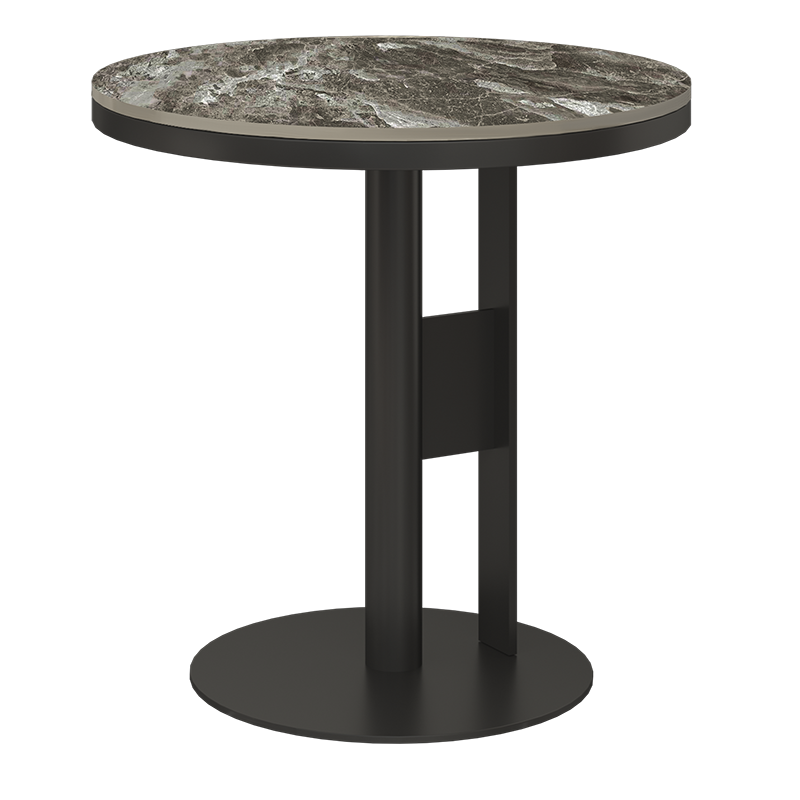 意式轻奢沙发边几岩板角几北欧简约圆形床头边柜小茶几组合小边桌 高45*直径60cm意大利灰(适合茶几小桌)