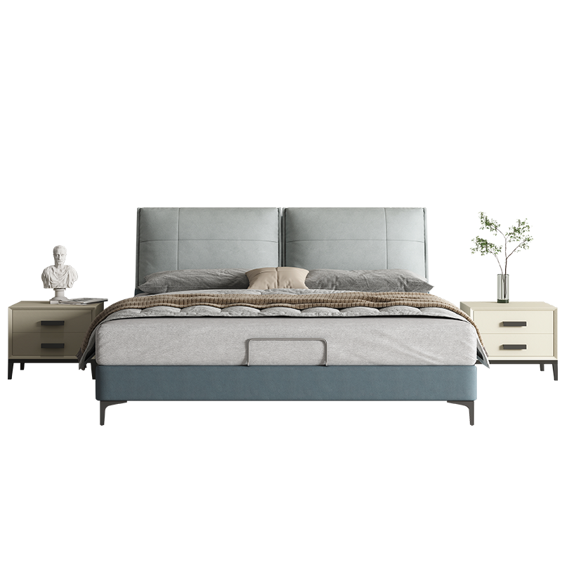 喜临门套餐 三防科技布软包床 排骨架大床 抑菌防螨床垫 乳胶独袋床垫 飞鸟集床 松雾绿+蝶梦床垫 1800*2000