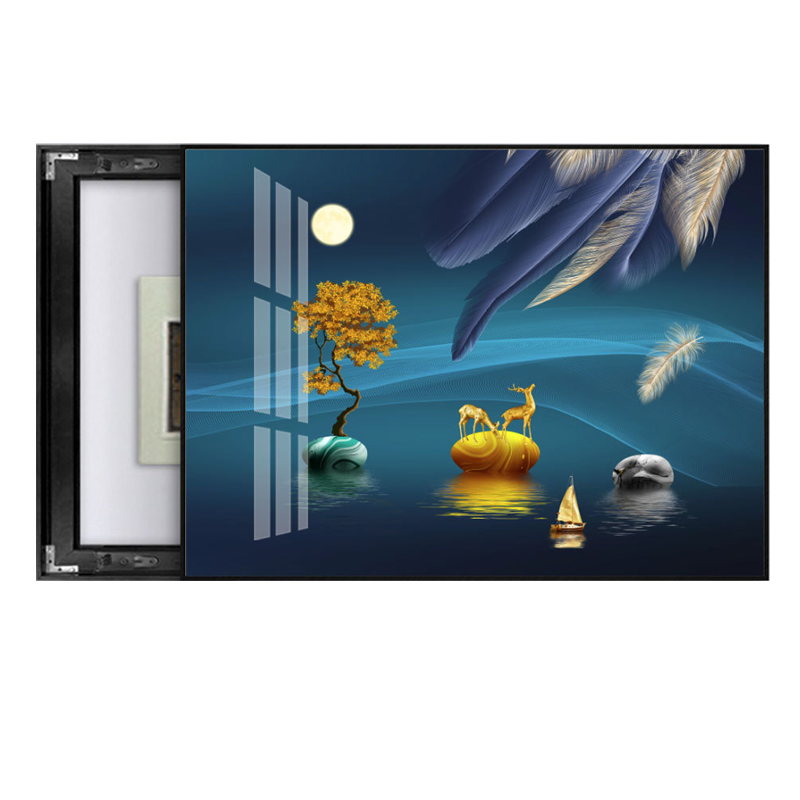 墨派 手绘油画玄关装饰画竖版花开富贵入户走廊过道背景墙壁画免打孔 聚宝盆 90*180cm精致手绘