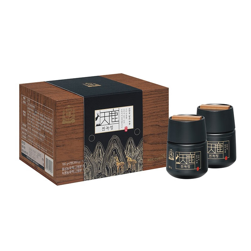 正官庄korean red ginseng红参鹿茸天鹿参礼盒180g*2瓶人参补品6年根