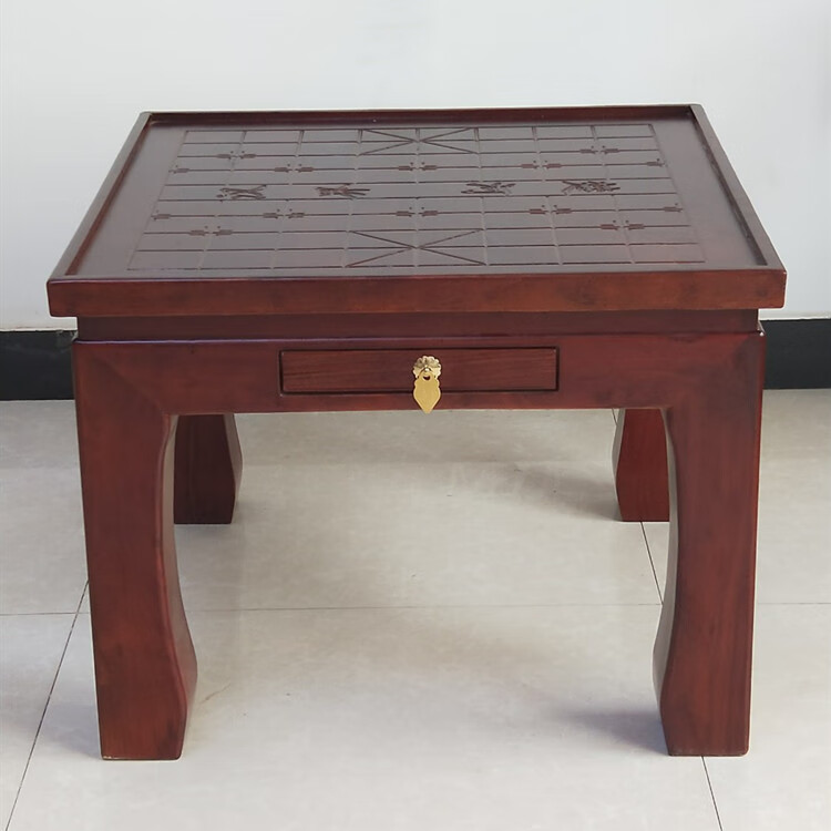 博圣棋禮 象棋桌實(shí)木圍棋桌兩用棋盤桌椅組合飄窗棋桌象棋圍棋兩用桌下棋桌 60*60*50帶抽屜1桌2凳 支架結(jié)構(gòu)