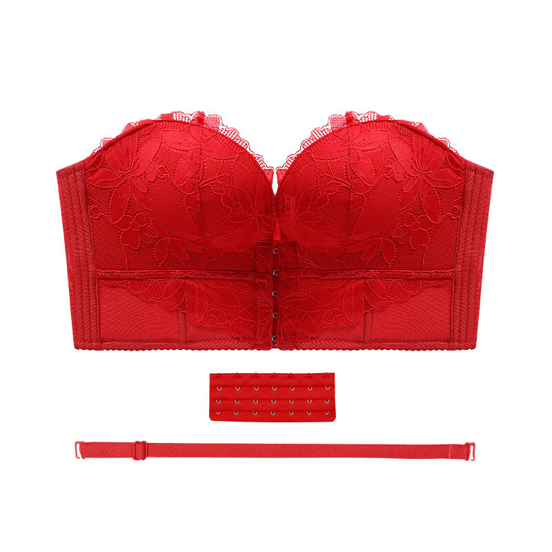 婚纱礼服文胸隐形内衣前后扣无肩带防滑内衣女小胸拢加厚聚防下垂七