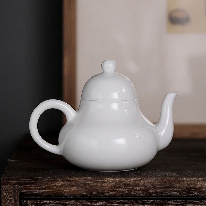 私朹堂 玉泥白瓷手工茶壶陶瓷功夫茶具泡茶壶家用小茶壶单壶 玉泥思亭