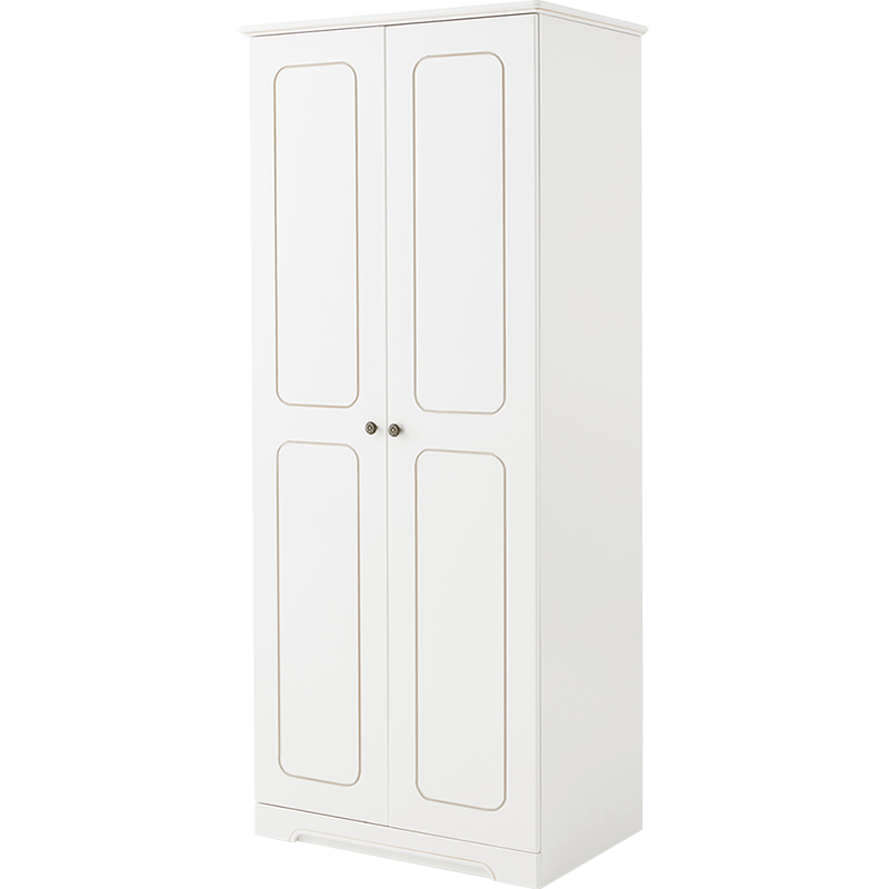 林氏木业(Kids)儿童衣柜现代简约衣柜家用卧室小户型儿童收纳衣橱储物柜子 【荷花白】LS196D2-C两门衣柜 2门