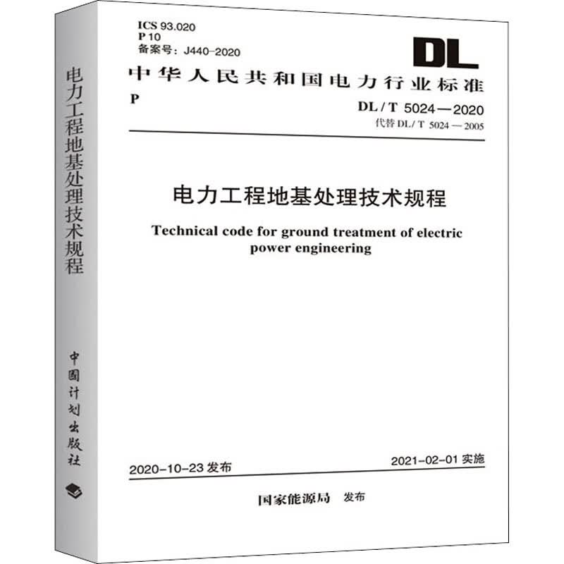 电力工程地基处理技术规程 DL/T 5024-2020 代替 DL/T 5024 国家能源局 书籍