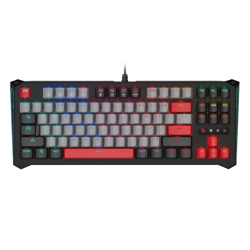 A4TECH 双飞燕 B930 DIY款 87键 有线机械键盘 纯黑 LK 3.0 橙光轴 RGB